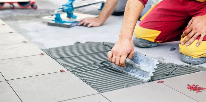Tile adhesive application